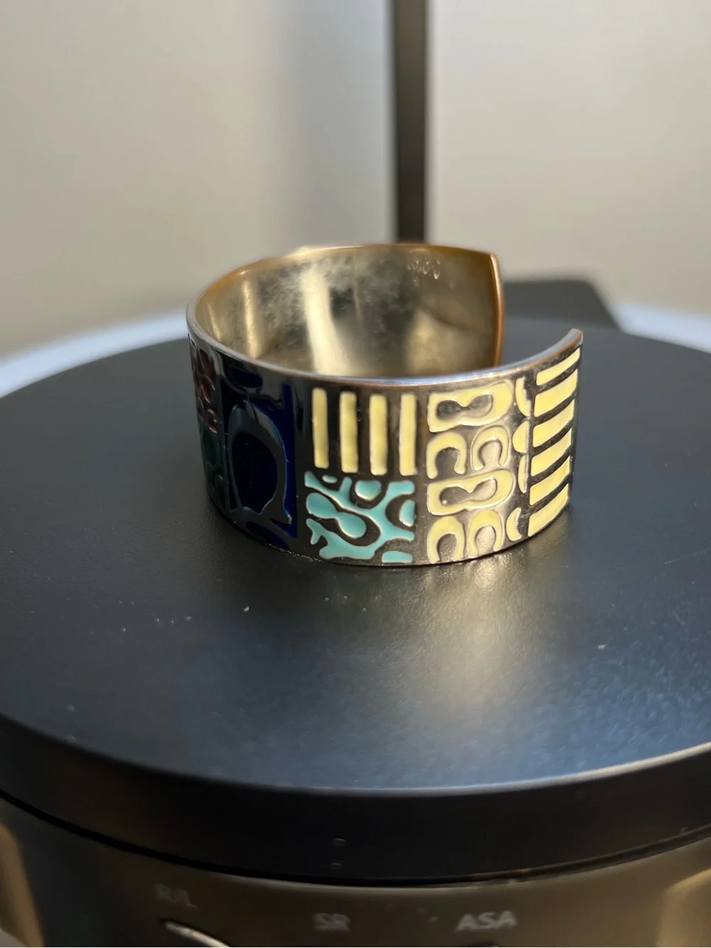 Coach Multicolor Enamel Silver-Tone Cuff Bracelet
